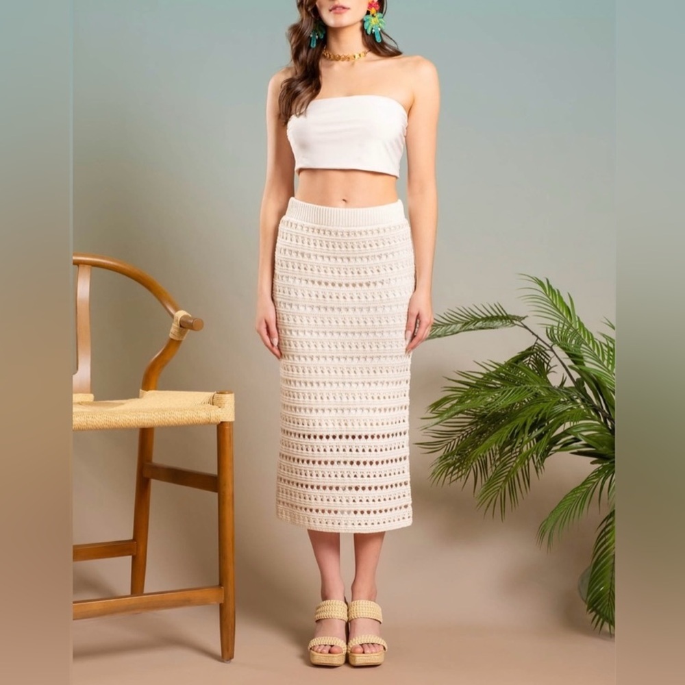 NWT Cream Crochet Midi Skirt Size Large